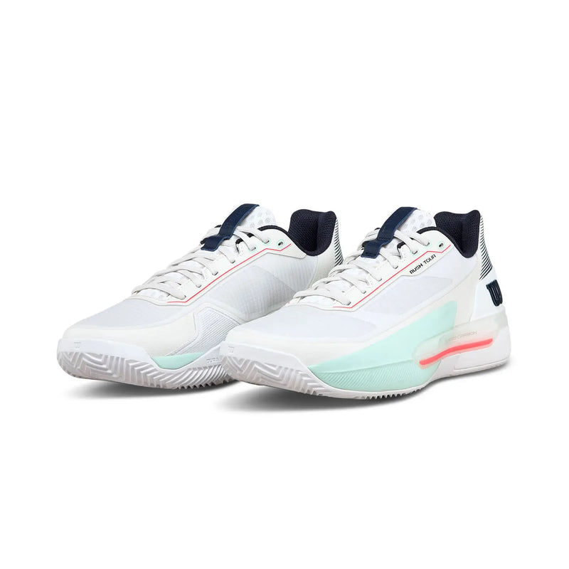 Carica immagine in Galleria Viewer, SAPATILHAS DE PADEL HOMEM WILSON RUSH TOUR 5 CLAY BRANCO/VERDE AGUA/CORAL
