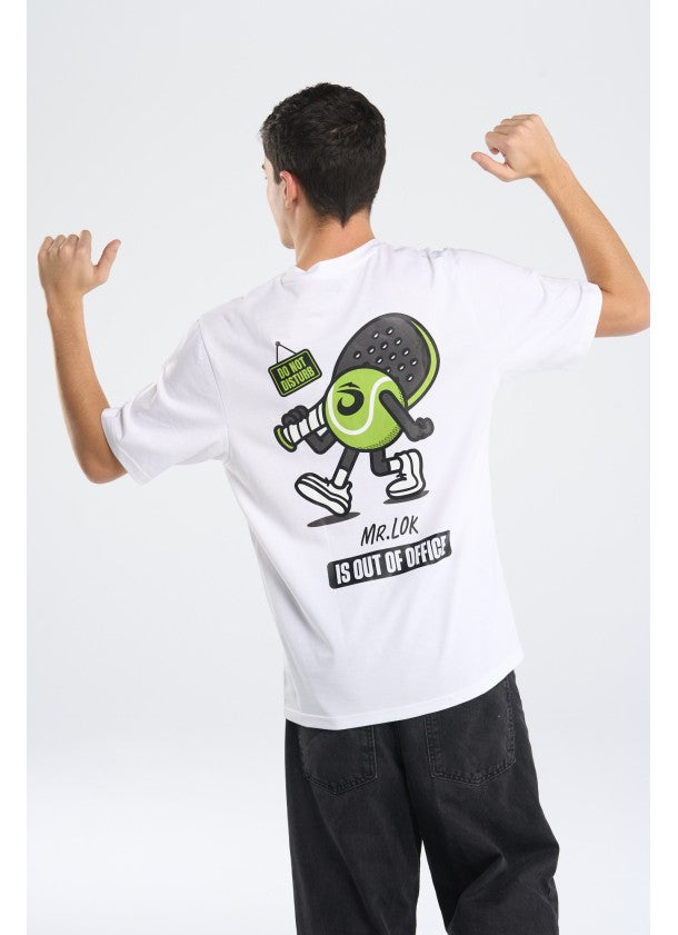 Abrir imagem na galeria, T-SHIRT HOMEM LOK Out Of Office By Mr. Lok Branca
