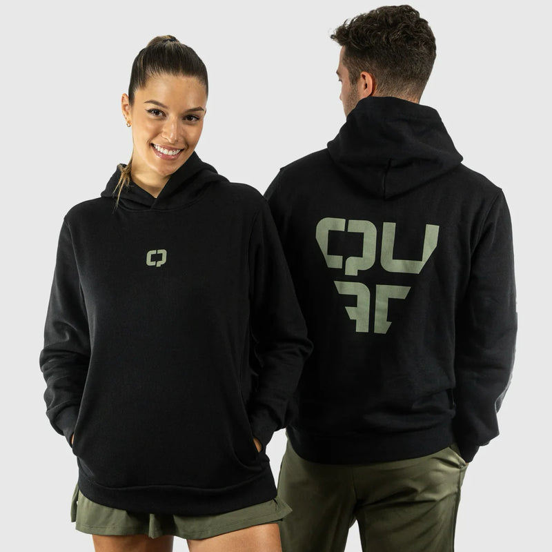Cargue la imagen en el visor de la galería, SUDADERA HOMBRE QUAD Sudadera con capucha elegante negra