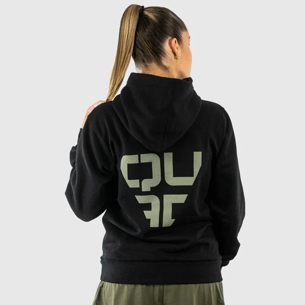 Cargue la imagen en el visor de la galería, SUDADERA HOMBRE QUAD Sudadera con capucha elegante negra
