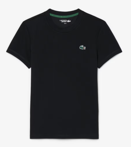 Carica immagine in Galleria Viewer, T-SHIRT MULHER LACOSTE SLIM FIT COM TECNOLOGIA ULTRA-DRY PRETA
