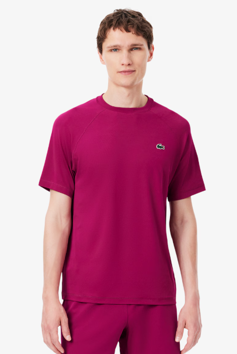 Laden Sie das Bild in Galerie -Viewer, T-SHIRT HOMEM LACOSTE ELÁSTICA C/ TECNOLOGIA ULTRA-DRY ROSA FÚCSIA