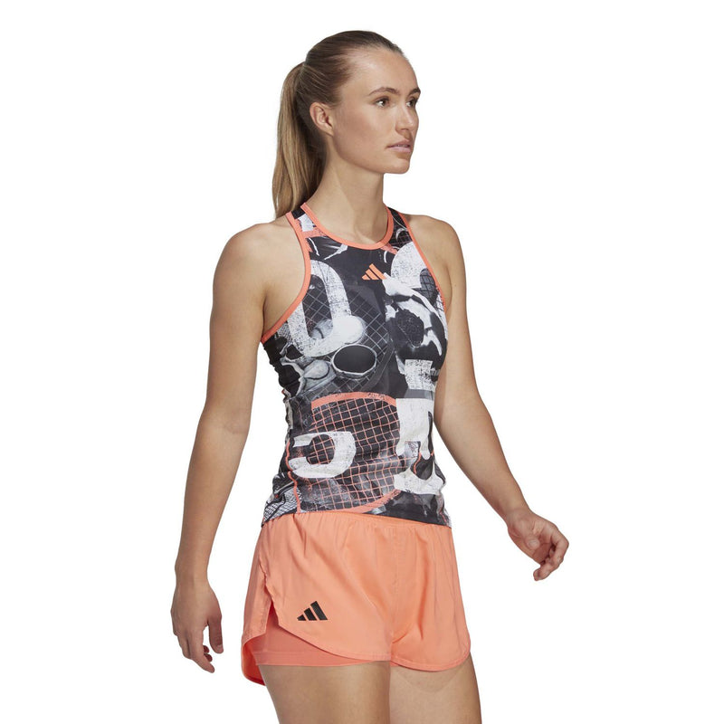 Cargue la imagen en el visor de la galería, TOP DE TIRANTES MUJER ADIDAS CLUB GRAPH BLANCO/NEGRO
