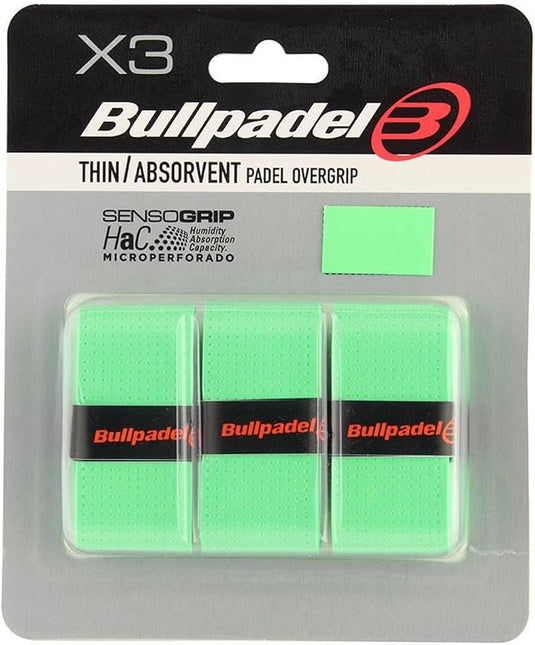 OVERGRIP BULLPADEL THIN/ABSORVENT VERDE PACK 3 UNIDADES