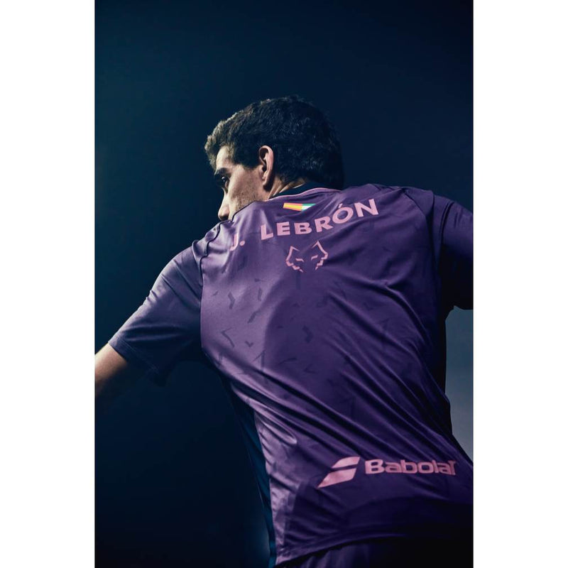 Abrir imagem na galeria, T-SHIRT HOMEM BABOLAT JUAN LEBRON PRETO/ROXO
