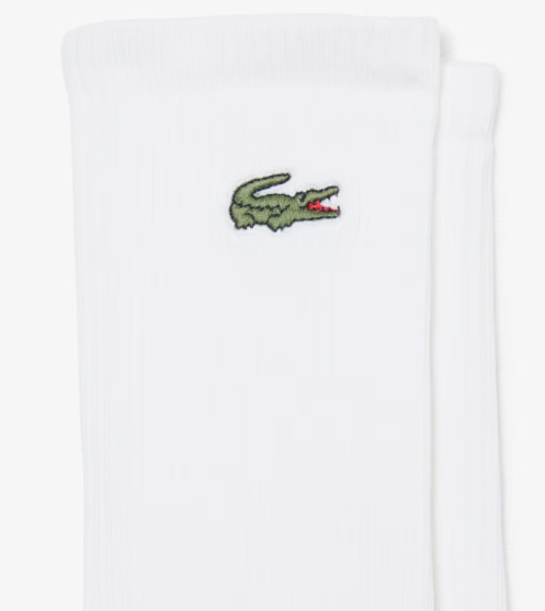 MEIAS CANELADAS COMPRIDAS LACOSTE HOMEM / MULHER BRANCO 3X