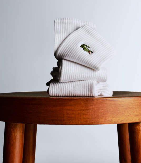 MEIAS CANELADAS COMPRIDAS LACOSTE HOMEM / MULHER BRANCO 3X