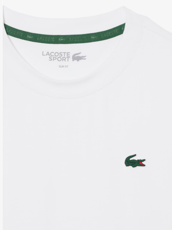 Abrir imagem na galeria, T-SHIRT MULHER LACOSTE SLIM FIT COM TECNOLOGIA ULTRA-DRY BRANCA
