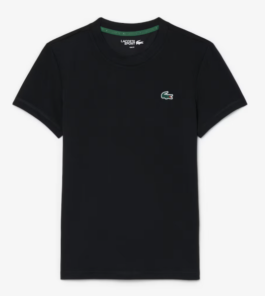 T-SHIRT MULHER LACOSTE SLIM FIT COM TECNOLOGIA ULTRA-DRY PRETA