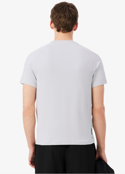 T-SHIRT HOMEM LACOSTE ELÁSTICA COM TECNOLOGIA ULTRA-DRY CINZA